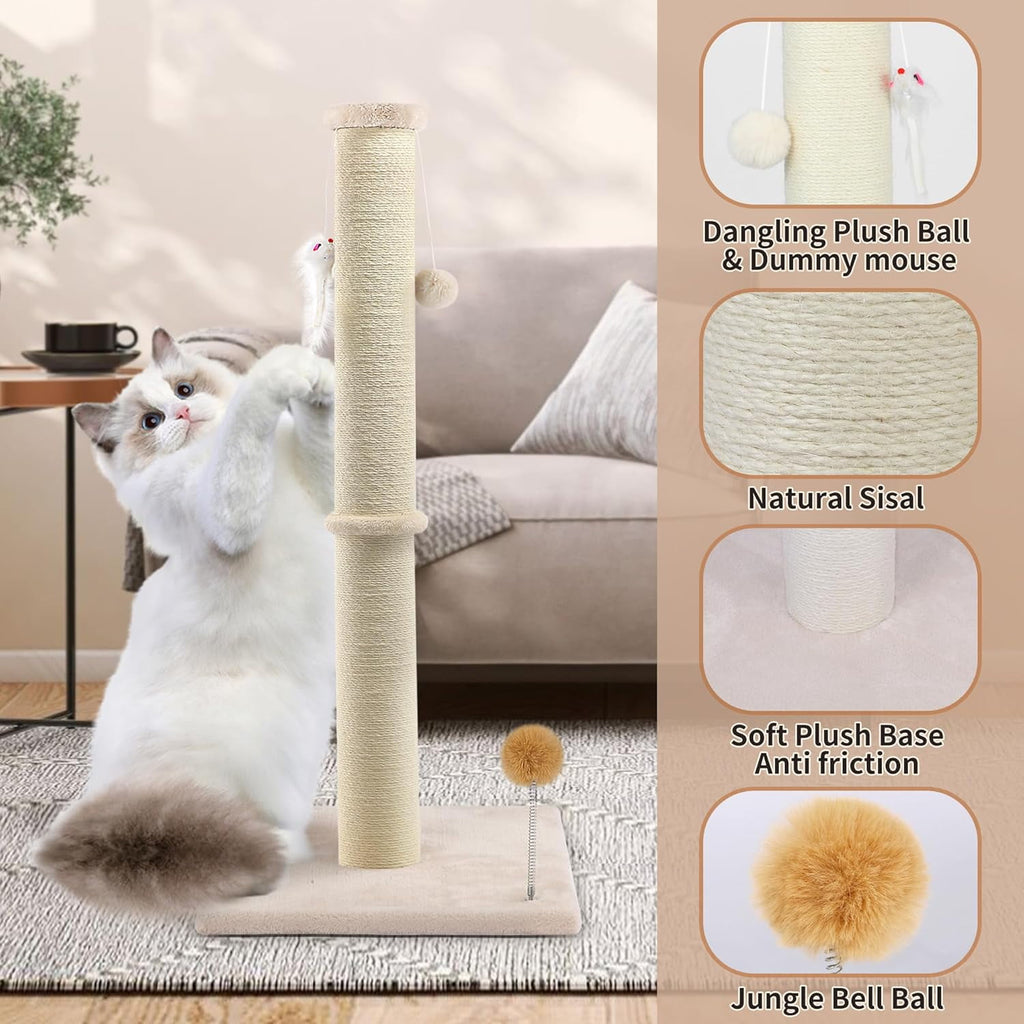 Peluomoz 36-Inch Cat Scratching Post, Beige