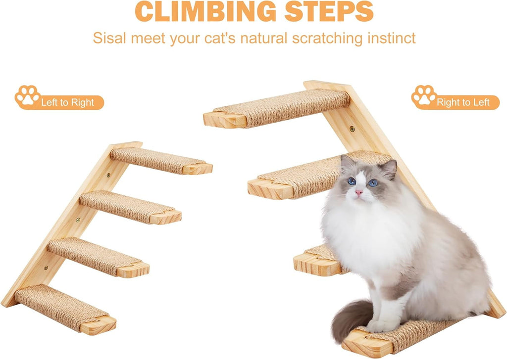 Peluomoz Cat Wall Set with Shelf and Stair Ladders