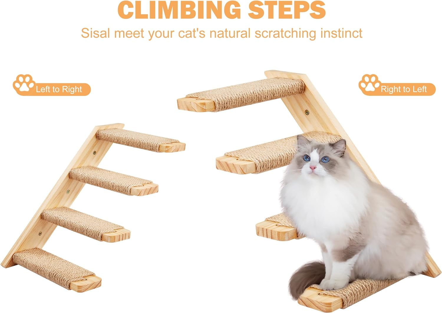 Peluomoz Cat Wall Set with Shelf and Stair Ladders