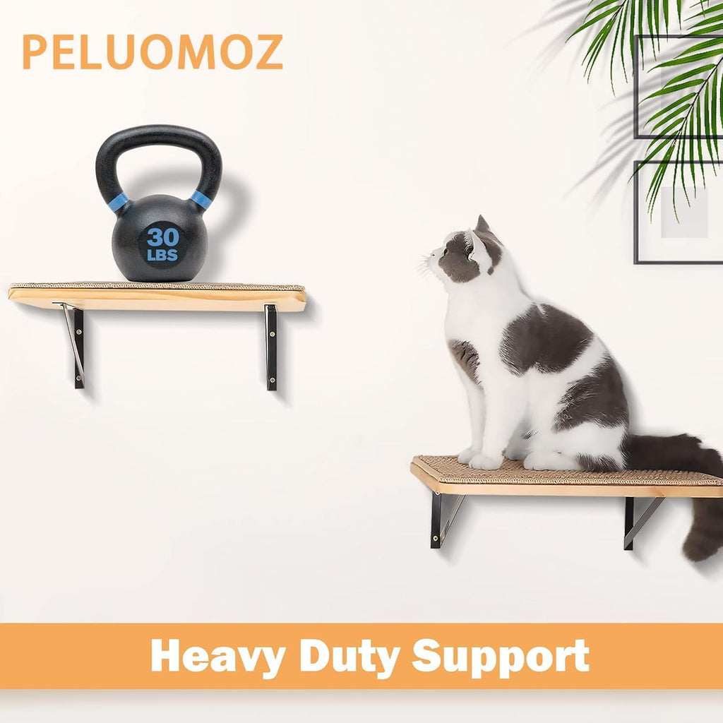 Peluomoz 2-Piece Cat Wall Shelf Set with Scratching Mat