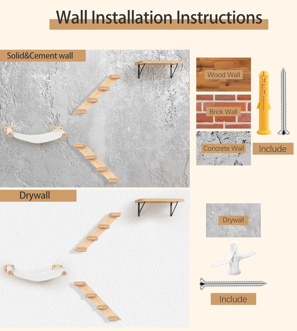 Peluomoz 3-Piece Cat Hammock Wall Set