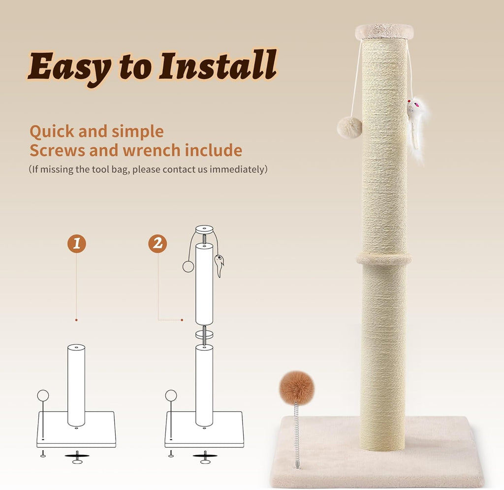 Peluomoz 36-Inch Cat Scratching Post, Beige