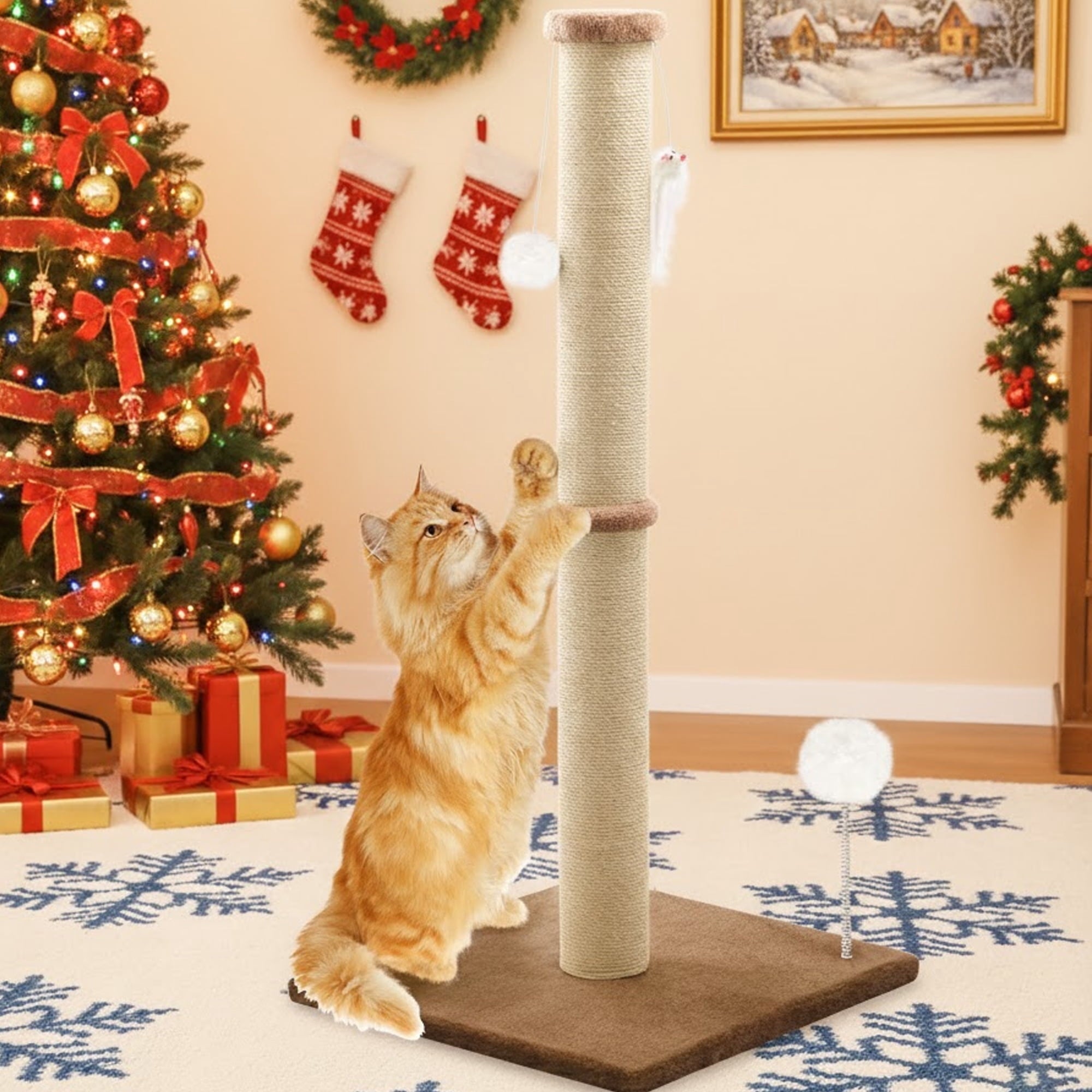 Peluomoz 36-Inch Cat Scratching Post, Brown