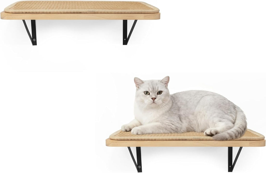 Peluomoz 2-Piece Cat Wall Shelf Set with Scratching Mat