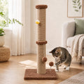 PELUOMOZ 36-Inch Cat Scratching Post for Indoor Cats, Brown Sisal Cat Scratcher with Plush Base and Interactive Toys