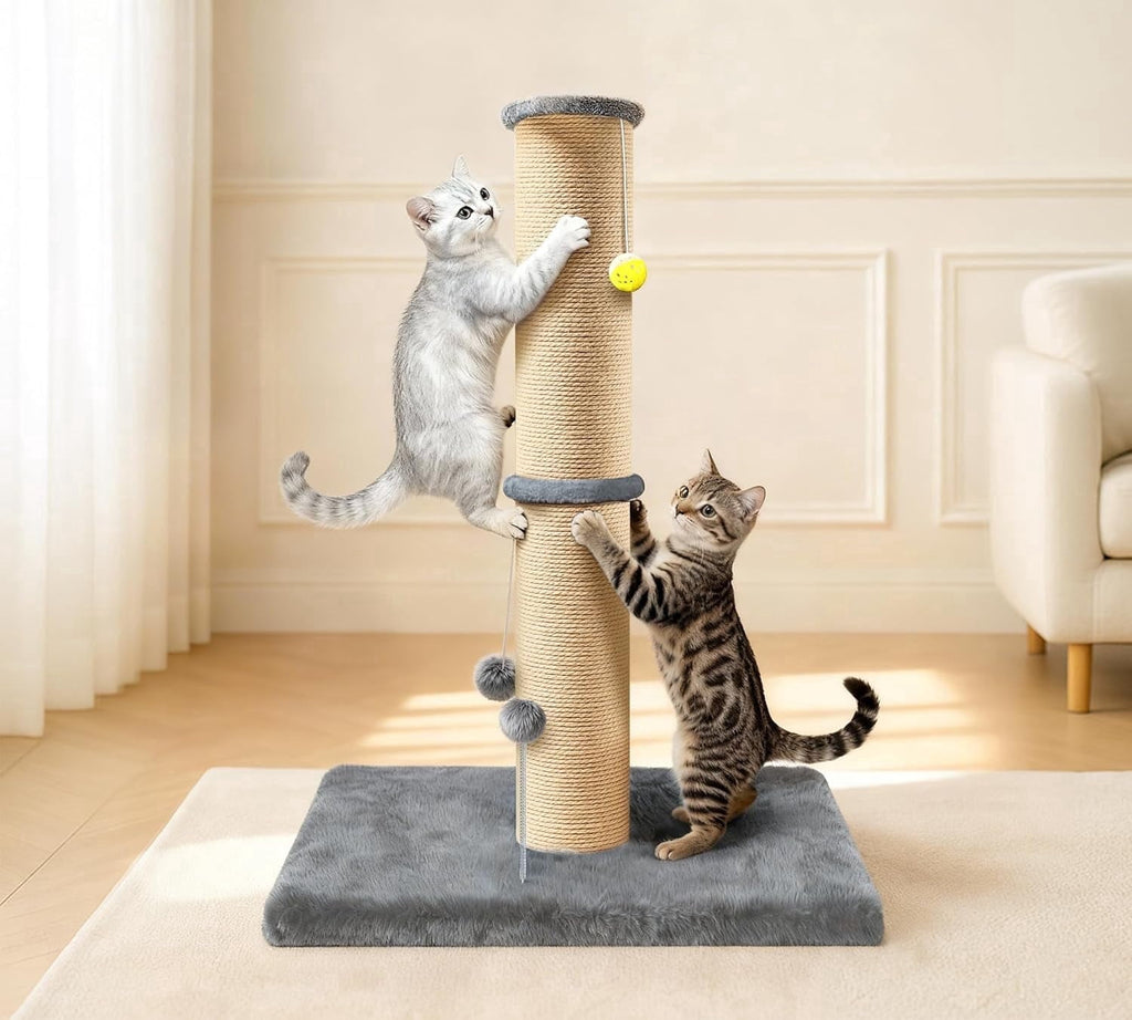 Peluomoz 36-Inch Sisal Cat Scratching Post with Perch, Gray