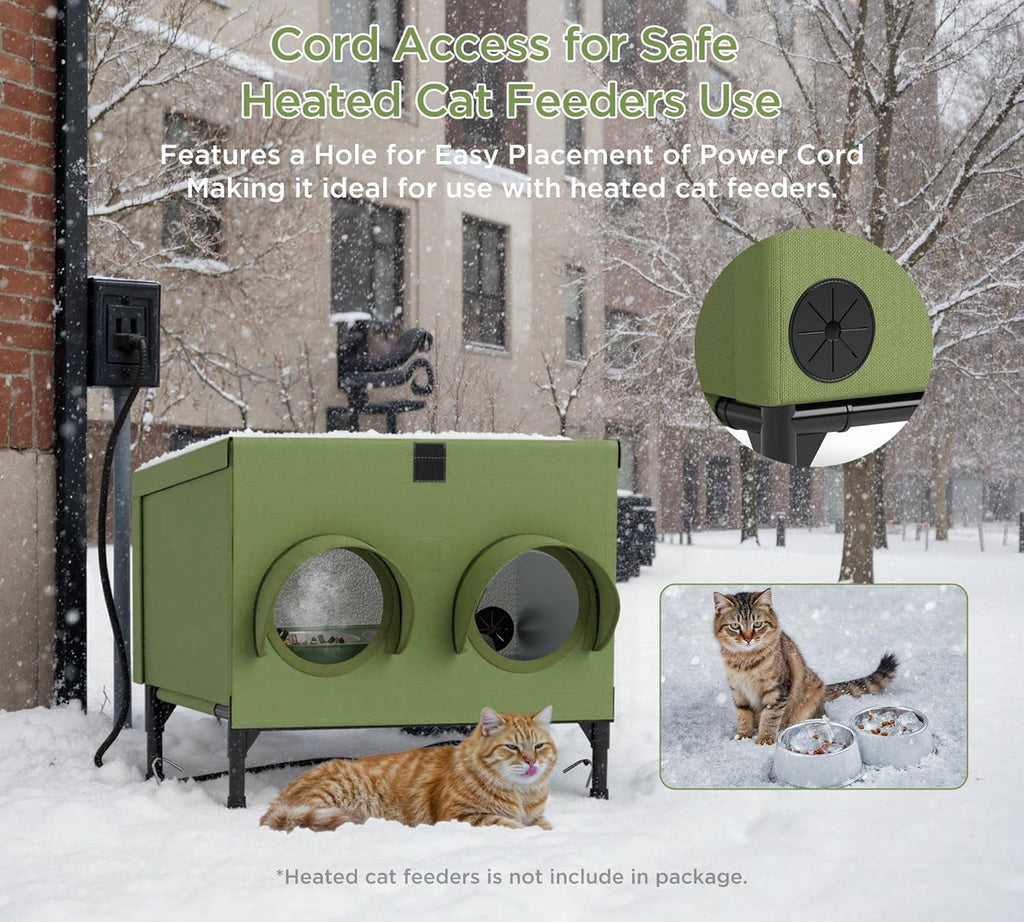 Peluomoz Outdoor Cat Feeding Shelter, Green