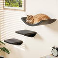 Peluomoz Wall-Mounted Wooden Cat Climbing Set - 2 Steps + Curved Platform with Scratching Mat (Feline Activity Furniture)