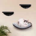 Peluomoz Wooden Wall-Mounted Cat Set - 2-Step Climbing Frame + Curved Sponge Mat Platform