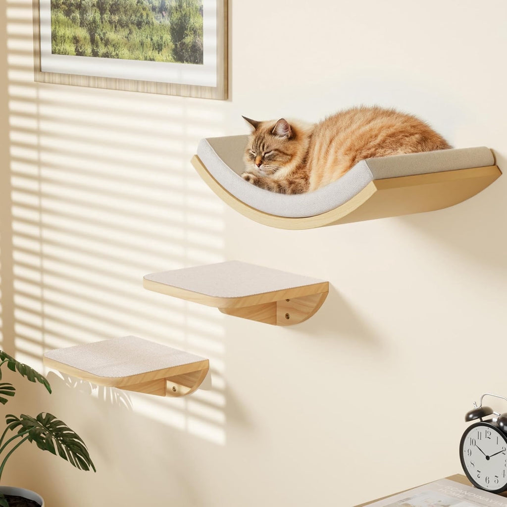 Peluomoz Cat Wall Set with Steps and Curved Foam Perch