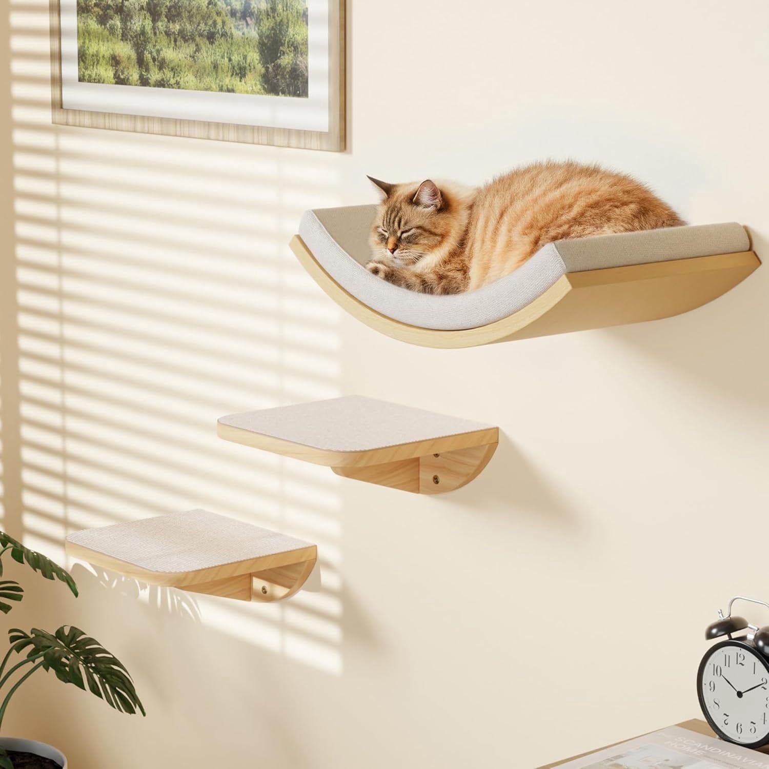 Peluomoz Cat Wall Set with Steps and Curved Foam Perch