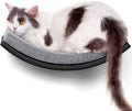 Peluomoz Curved Wooden Cat Wall Perch (Black & Gray) - Wall-Mounted Foam Mat Sleeper & Play Platform for Indoor Use