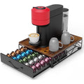 Hfhome Coffee Pod Holder Drawer Compatible with Nespresso Vertuo Pods, 5-Column Metal Organizer, Black