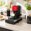 HFHOME Glass Top Coffee Pod Holder Compatible with 36 Vertuo Pods, Crystal Tempered Glass Coffee Capsules Drawer, Capsule Storage Organizer for K-Cup Pods Office Home Counter, Black