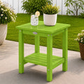 Y&M Outdoor Side Table, HIPS Adirondack Small Double Layer Table, Waterproof Square Balcony Modern End Tables for Patio, Pool, Beach, Porch, Deck, Indoor or Outdoor Use, Lime