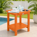 Y&M Outdoor Side Table, HIPS Adirondack Small Double Layer Table, Waterproof Square Outside Table, Balcony End Tables for Patio, Pool, Porch, Deck, Indoor or Outdoor Use, Orange