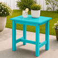 Y&M Outdoor Side Table, HDPE Patio End Table for Adirondack Chair, Weather Resistant Small Accent Table, Aruba Blue, Single Layer