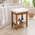 Y&M Shower Bench, HDPE Waterproof Shower Seat with Storage Shelf, Indoor Bathroom Stool for Adults, Brown