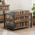 Y&M Vinyl Record Storage Crate, Wooden Storage Box, Classic Cube CD Albums Shelf Holder Organizer, Holds Up to 100+ Records, Magazine Rack for Desktop, Home, Office, Brown