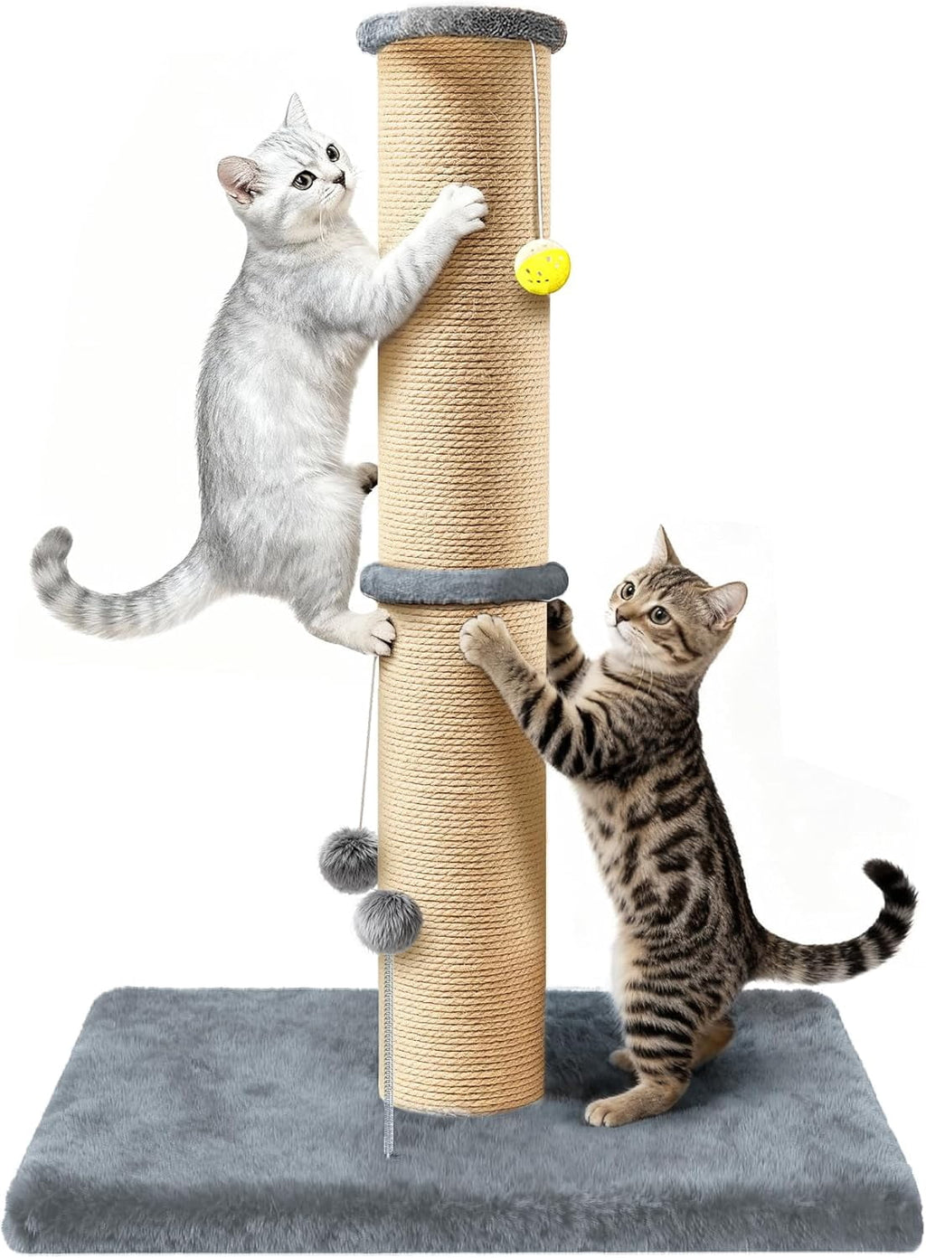 Peluomoz 36-Inch Sisal Cat Scratching Post with Perch, Gray