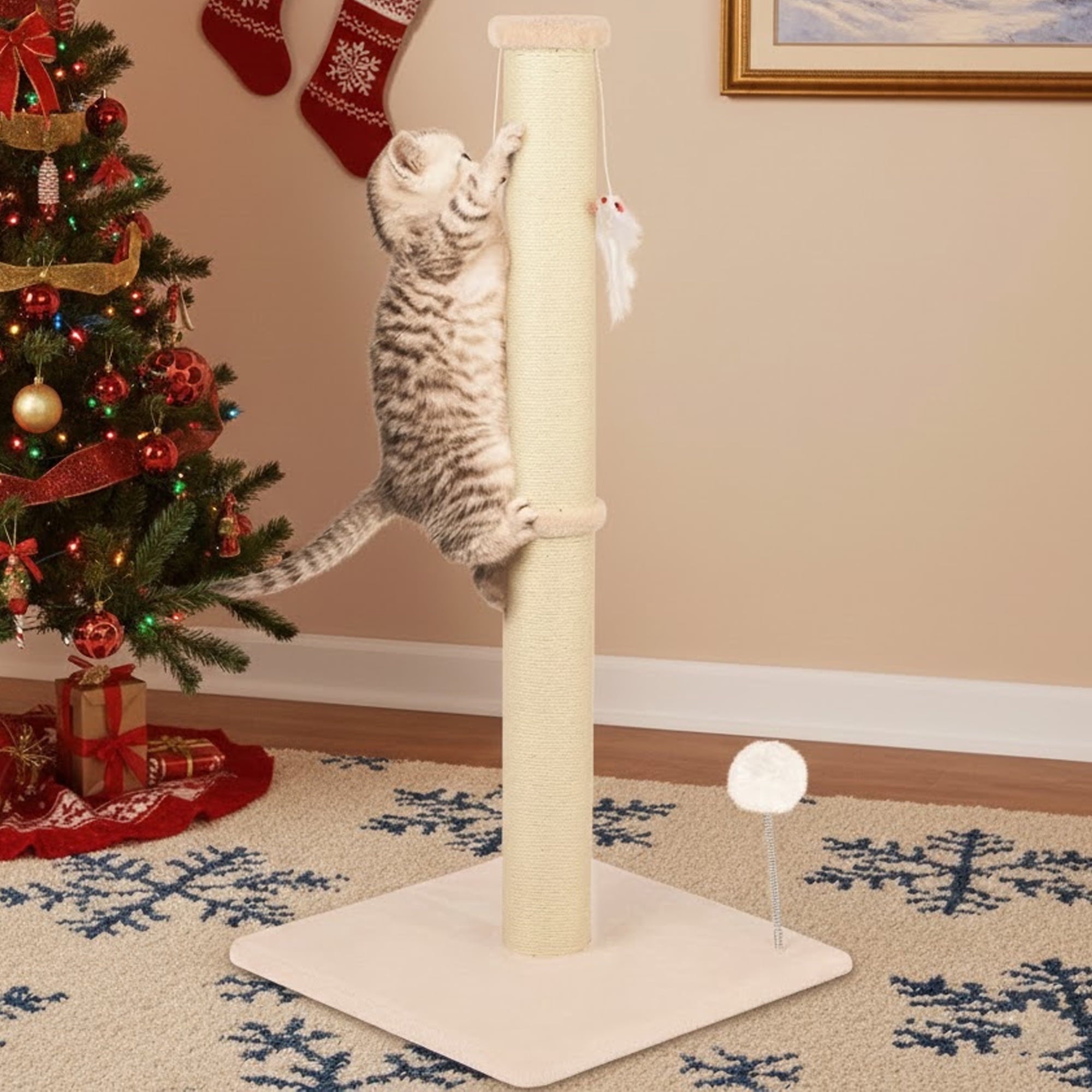 Peluomoz 36-Inch Cat Scratching Post, Beige