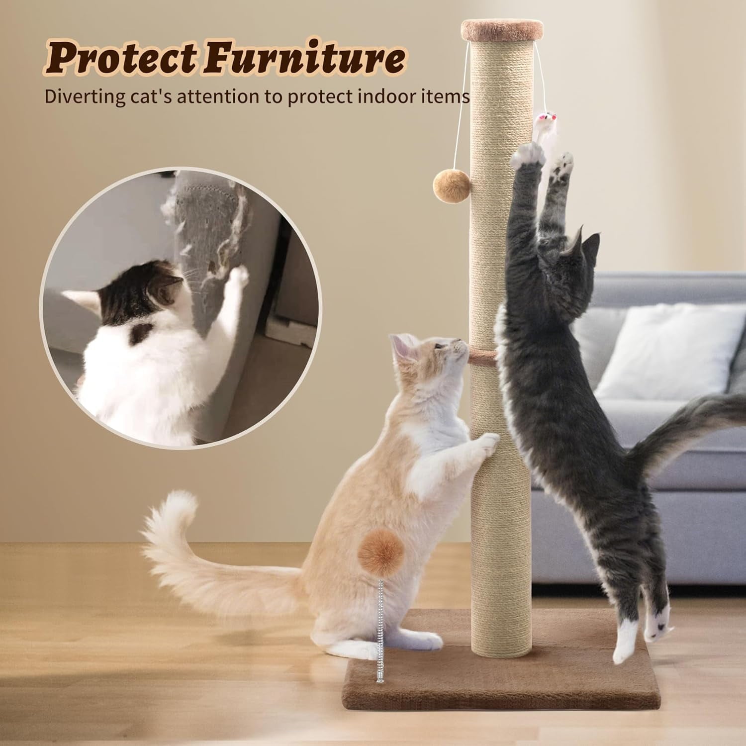 Peluomoz 36-Inch Cat Scratching Post, Brown