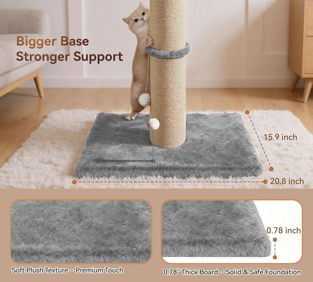 Peluomoz 36-Inch Sisal Cat Scratching Post with Perch, Gray