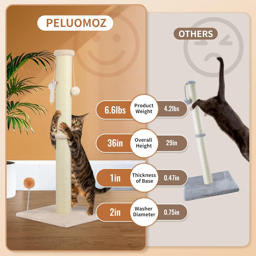 Peluomoz 36-Inch Cat Scratching Post, Beige