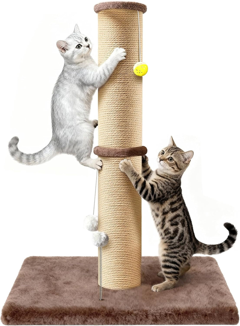 5-Inch Thick Sisal Cat Scratching Post, 36" Tall Scratch Tower with 6.5" Top Perch and Large 20.8 x 15.9" Stable Base, Durable Cat Scratcher for Indoor Cats, Brown