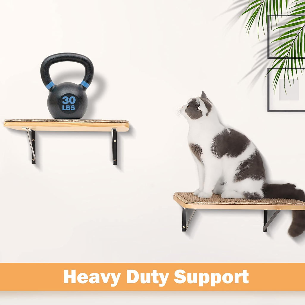 Cat Floating Wall Shelf with Cat Scratching Mat, 1PC 9.7X16.6 Inch Large 1 Inch Thick Wood Cat Window Perches Hanging Shelves Wall Mounted Beds for Sleeping, Playing, Climbing, Support to 30 LBS