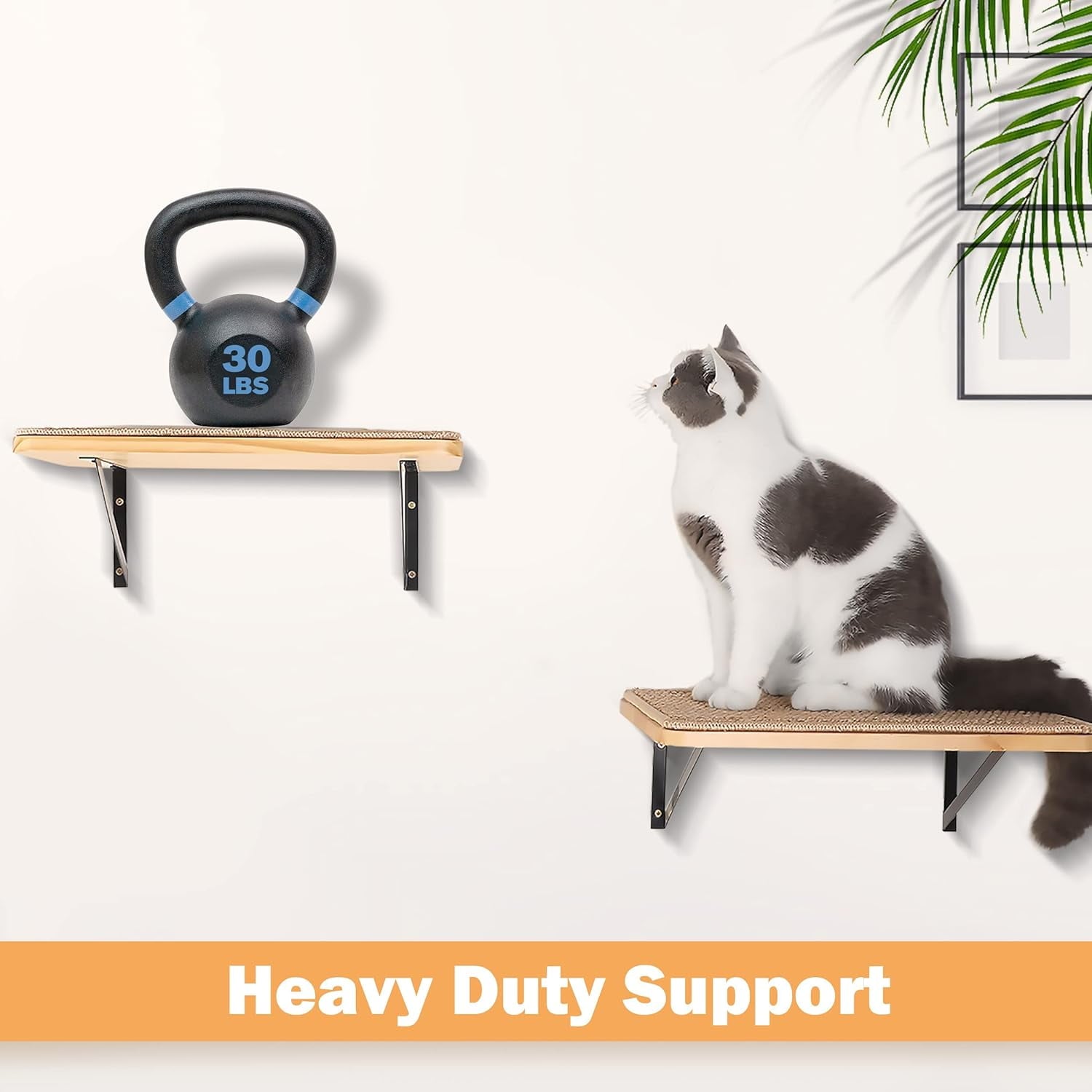 Cat Floating Wall Shelf with Cat Scratching Mat, 1PC 9.7X16.6 Inch Large 1 Inch Thick Wood Cat Window Perches Hanging Shelves Wall Mounted Beds for Sleeping, Playing, Climbing, Support to 30 LBS