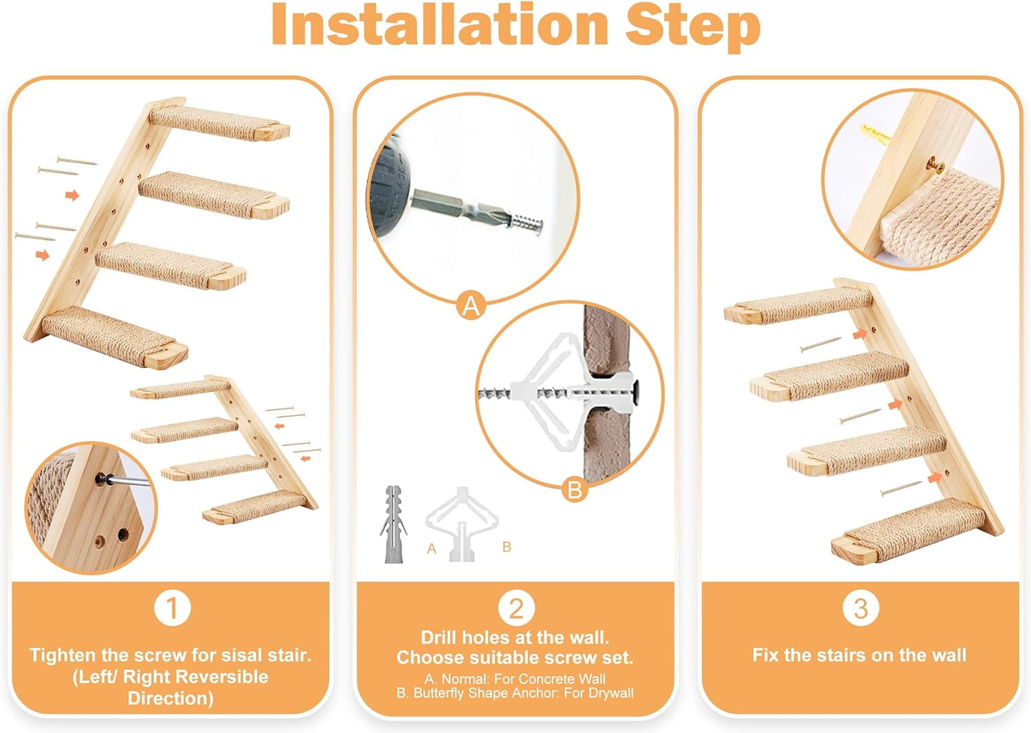 Peluomoz Cat Wall Set with Shelf and Stair Ladders