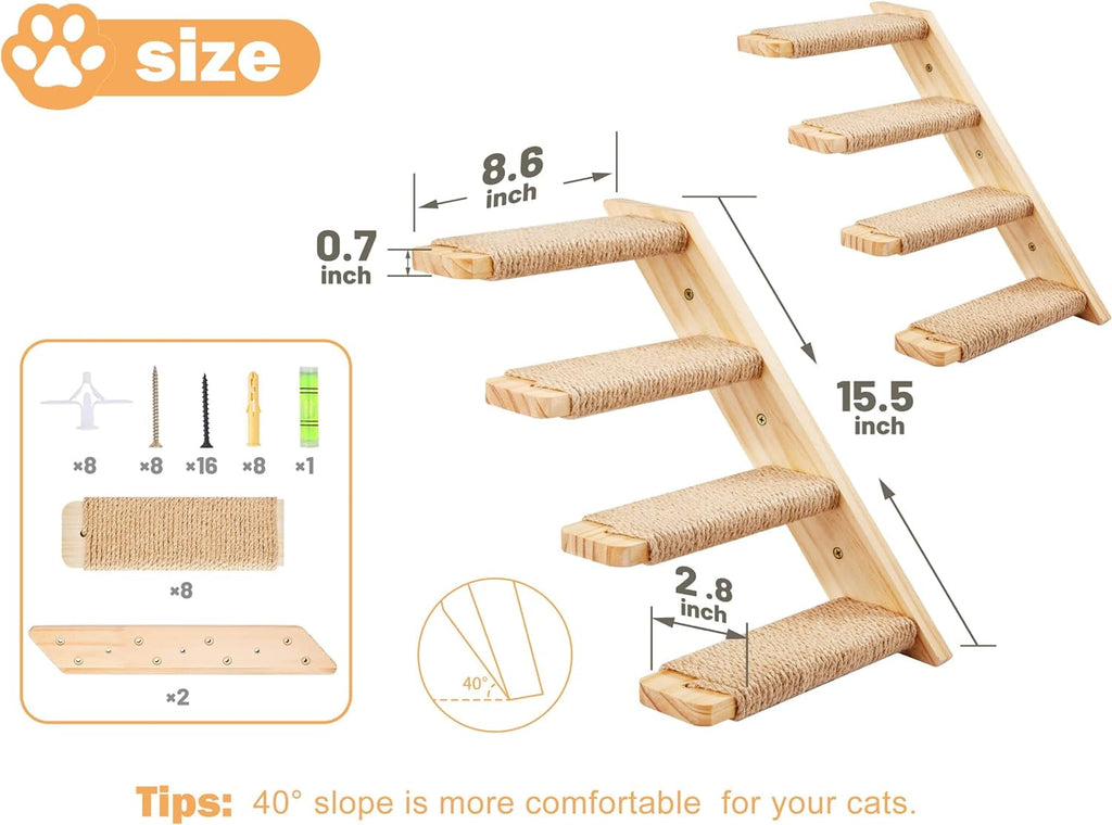 Peluomoz Cat Wall Set with Shelf and Stair Ladders